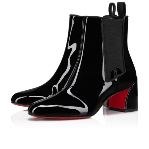 Christian Louboutin Turelastic 55 Mm Low Boots Soft Patent Calf Leather Black