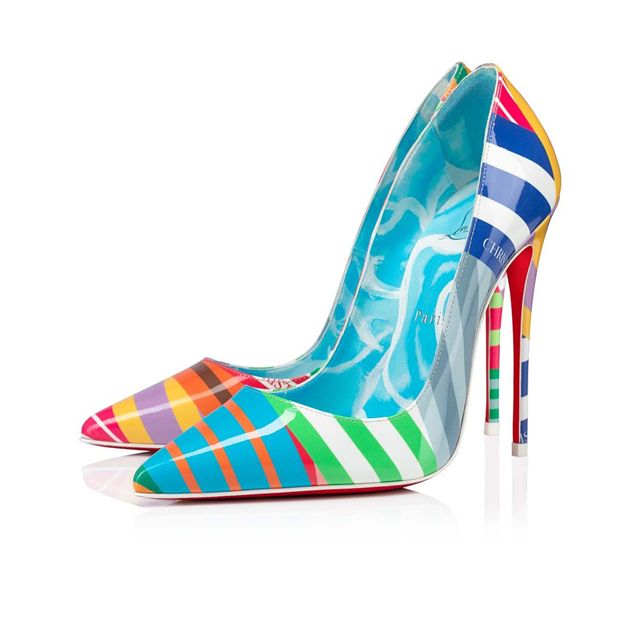 Christian Louboutin Pumps So Kate 120 mm Multi/lin Blue-White Patent Leather