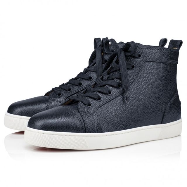 Christian Louboutin Louis High-Top Sneakers Grained Calf Leather Marine