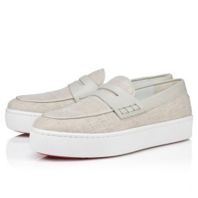 Christian Louboutin Paqueboat Boat Shoes Linen Country And Calf Leather Albatre