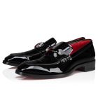 Christian Louboutin Chambelimoc Night Strass Loafers Patent Calf Leather Black